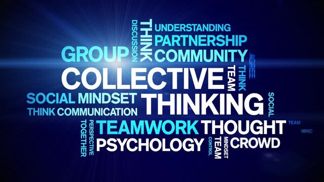 Collective Thinking animated tag word cloud;text design animation kinetic typography seamless loop.
