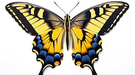 Eastern Tiger Swallowtail Butterfly: Captivating Beauty in Yellow and Blue with Delicate Antennae. Generative AI