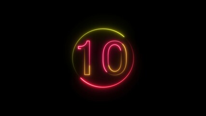 abstract glowing neon counting number text illustration on black background 