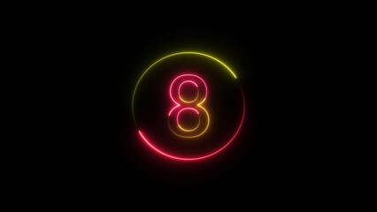 abstract glowing neon counting number text illustration on black background 