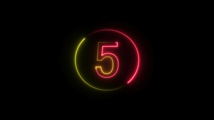 abstract glowing neon counting number text illustration on black background 