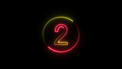 abstract glowing neon counting number text illustration on black background 