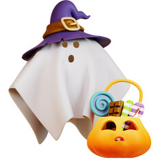ghost for halloween on transparent background