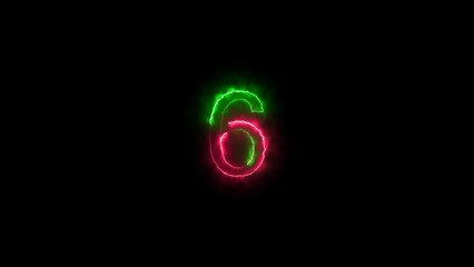 abstract glowing  neon count down number illustration 4k