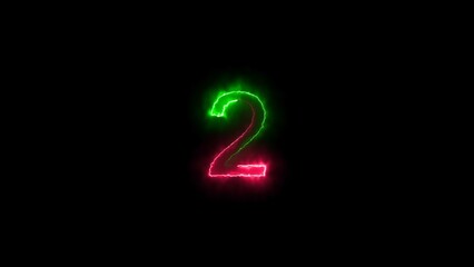 abstract glowing  neon count down number illustration 4k