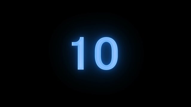 abstract glowing  neon count down number illustration 4k