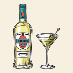 Martini drink detailed element colorful