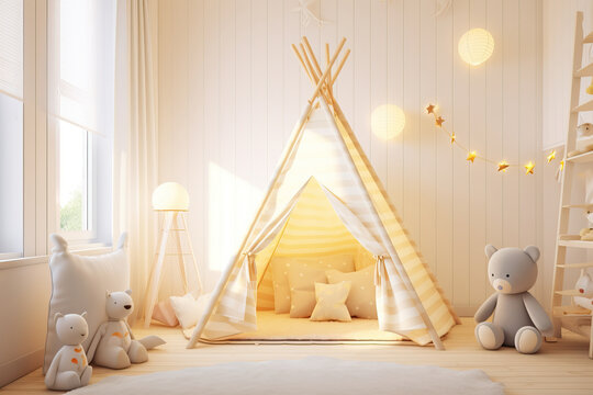 Children's room interior in minimalist style
