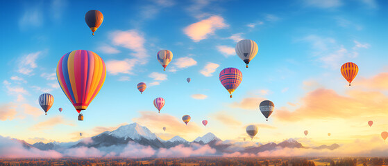 Fototapeta premium hot air balloon in sky, generative ai