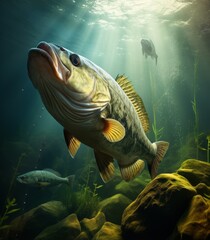 Trio of Bass created with Generative AI Technology, ai, generative