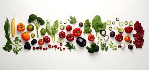 Minimalist Raw Material Aesthetics: Cranberrycore Grid of Fruits and Veggies
