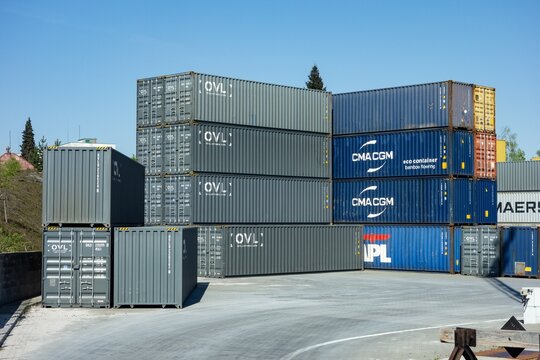 CMA CGM anv OL Lathinen containters in cargo terminal