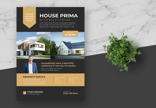 Black Brown Home Property Sale Agent Flyer