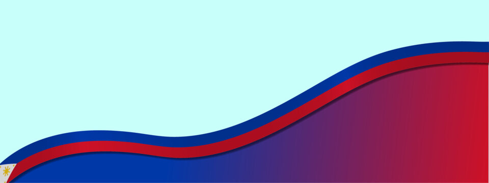 3D Philippines Flag Banner with copy space and 3d Philippine flag ribbon. Silk Philippines banner design background. Editable Vector Illustration. EPS 10.
