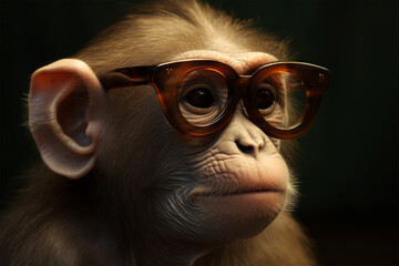 a monkey wearing glasses