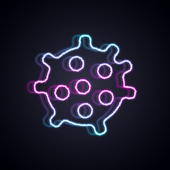 Glowing neon line Bacteria icon isolated on black background. Bacteria and germs, microorganism disease causing, cell cancer, microbe, virus, fungi. Vector