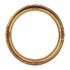 Fototapeta premium Gold frame for a picture in a classic baroque style on a white blank background. 