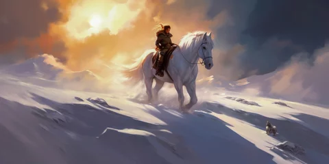 Poster A person riding a horse - Generative AI © jovannig