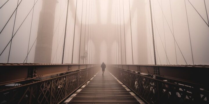 An Athlete Runs Through The Streets As Wildfire Smoke Bathed New York City In Fumes - Generative AI