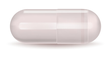 Medical convex white pill. Vector realistic illustration