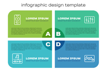 Set line Music player, , wave equalizer and Sound mixer controller. Business infographic template. Vector
