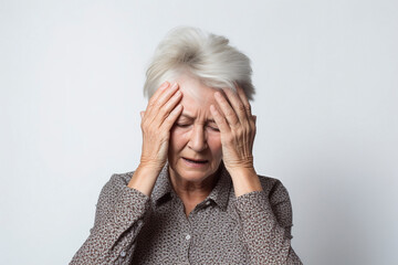 Portrait of a senior woman with headache