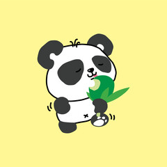 Cute panda bear enjoying bamboo flavoured ice-cream
