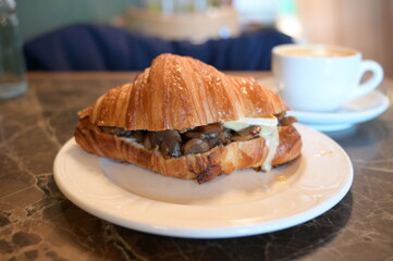 Beautiful croissant at the cafe