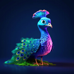 Obraz premium 3d rendered baby peacock illustration - ai generative