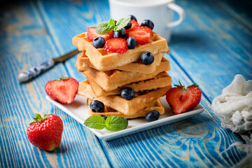 Waffles with berries.