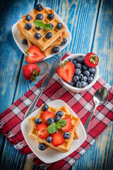 Waffles with berries.