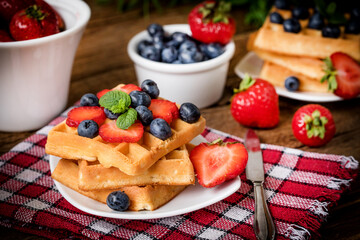 Waffles with berries.