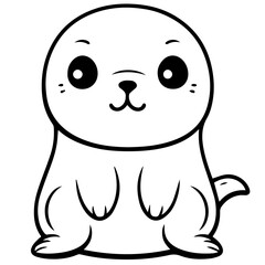 Outlined happy seal. Vector illustration coloring page