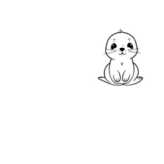 Outlined happy seal. Vector illustration coloring page