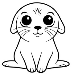 Outlined happy seal. Vector illustration coloring page