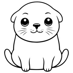 Outlined happy seal. Vector illustration coloring page