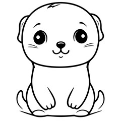 Outlined happy seal. Vector illustration coloring page