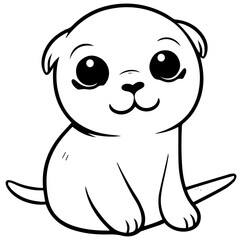 Outlined happy seal. Vector illustration coloring page