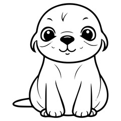 Outlined happy seal. Vector illustration coloring page
