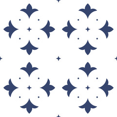 Vector. Seamless mediterranean geometric pattern, ornamental swatches. Talavera template. Portuguese Azulejo. Turkish decoration. Moroccan mosaic. Spanish porcelain. Ceramic dishes, folk ornament.