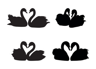 Set of silhouette swans - isolated vector images of wild birds © Анна Лепеха