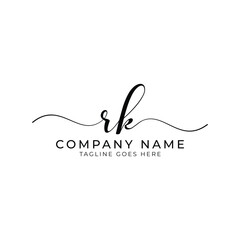 RK or rk letter mark abstract calligraphy vector logo design
