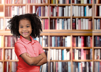 African girl standing at library