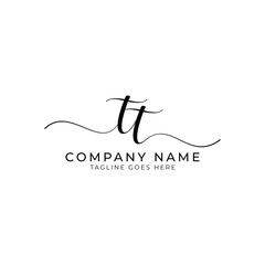 TT or tt letter mark abstract calligraphy vector logo design