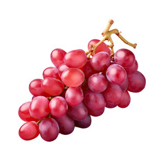 Isolated bunch of red seedless grapes on transparent background