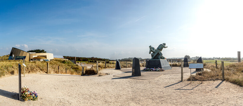 Utah Beach is one of the five Landing beaches in the Normandy landings on 6 June 1944, during World War II. panoramic image