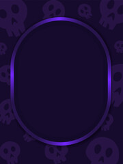 Halloween holiday vector illustration skull texture wall background with oval frame