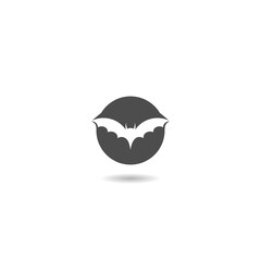 Flying bat icon in modern flat style for web with shadow