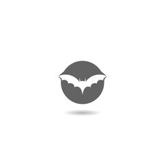 Flying bat icon in modern flat style for web with shadow