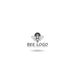  Hand sketched bee natural honey logo with shadow